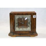 Veneered Wooden cased Mantle Clock with Westminster chimes, measures approx 26 x 24 x 12cm