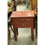 Vintage British Railways / Rail Pine Two Drawers Tool Cabinet Table painted in Maroon Livery