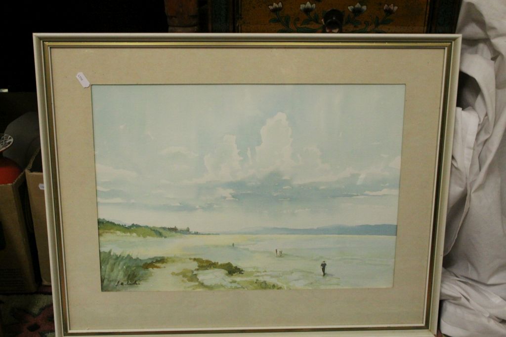 Irene Sinclair, Landscape Watercolour titled ' From the Red Rocks ', 36cms x 51cms, framed and - Image 5 of 6