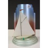 Art Deco painted Aluminium & Velum "Yacht" Desk lamp, stands approx 32cm at the highest point