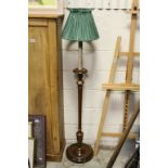 Mahogany Standard Lamp with Gold Painted Decoration, 138cms high