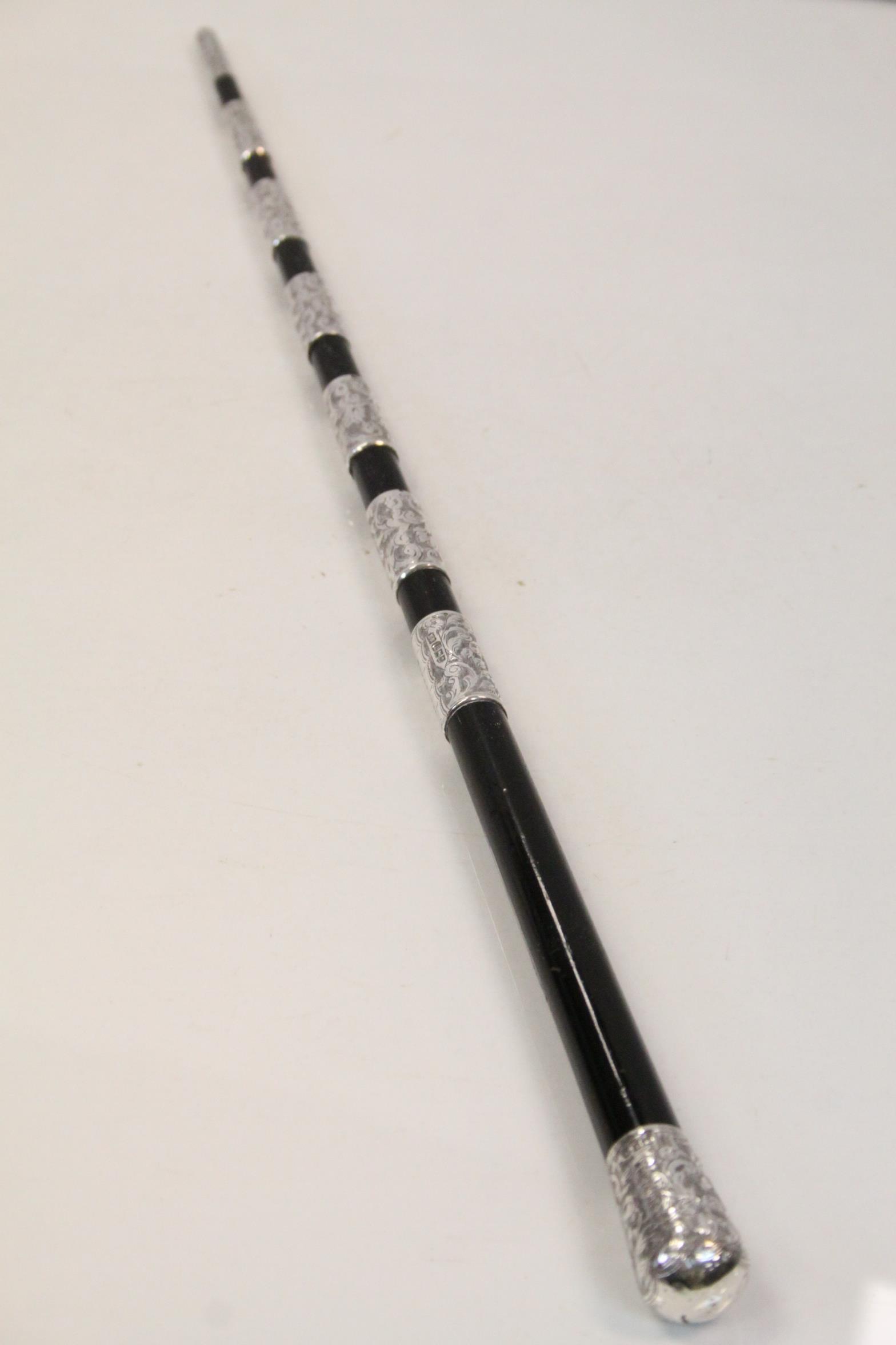 Hallmarked Silver & Ebony Conductor's Baton, the knop Hallmarked for London 1908 with Foliate