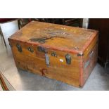 Late 19th / Early 20th century Wooden Travelling Trunk, 95cms long x 48cms high