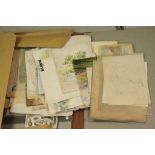 Artists folder containing a large quantity of art works, watercolours, engravings, landscapers and