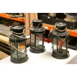 Three vintage 1944 Rippingilles of Birmingham railway or trench lanterns converted to electric