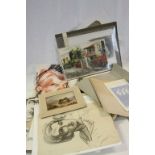 Vast selection of unframed pictures to include oils, illustrations, watercolours etc