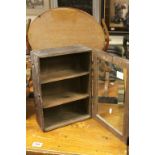 Small Wooden Hanging Cabinet with Glazed Door and Two Shelves, 24cms wide x 33cms high