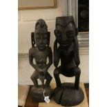 Two African Ethnic Tribal Carved Wooden Figures, 52cms high