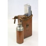 Leather cased Hunting style Picnic set, comprising Aluminium Sandwich tin and an American hot drinks