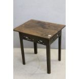 18th century Fruitwood Side / Lamp Table with pierced carving to apron and raised on chamfered