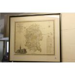 Large framed vintage map of Wiltshire republished by Greenwood and co London