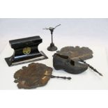 Small group of vintage collectables to include a pair of 19th Century Oriental hand held Face