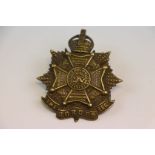 A The Border Regiment All Brass Cap Badge With Kings Crown. Two Lug Fixings To The Rear.