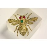 Gold plated Bug Brooch set with semi precious stones