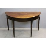 Georgian Mahogany D-End Table raised on Square Tapering Legs, 120cms long x 71cms high