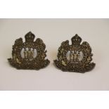 A Pair Of Hallmarked Silver Collar Badges To The Suffolk Regiment. Fully Hallmarked To The Rear With