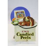 Vintage Advertising Shop Display Promotional Board ' C.W.S Candied Peels, Improve the flavour ',