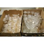 Large quantity of cut glass, rummers and other glasses etc and one other box of general glassware (2