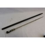 Two Vintage Sword Sticks Made With Ebonised Wood, one Being Carved With Dragon Design.