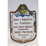 Vintage Enamel Sign ' Board of Agriculture and Fisheries Light Horse Breeding, Super Premium,