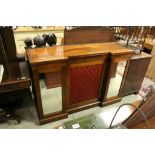 Regency Rosewood Inverted Breakfront Sideboard with brass pierced gallery back, the central door