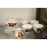 Four place 19th Century Villeroy & Boch ceramic Tea service with Fruit design & numbered to base