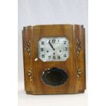 Art Deco Oak cased French wall clock with three train movement
