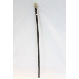 19th Century walking stick cane with handle in the form of a man in hat