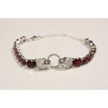 Silver and Ruby bracelet with panther head clasp