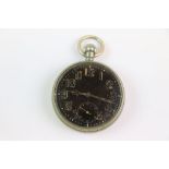 A Vintage World War Two Era Black Dial Top Winding Pocket Watch.