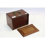 Vintage Oriental Hardwood cased Mah Jong game with Bamboo & Bone tiles & pieces in five drawers with