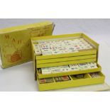 20th century cased Mahjong set, makers to box H.P. Gibson & Sons, wooden and bone counters