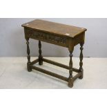 20th century Jacobean Style Oak Side Table with Two Drawers, 76cms wide x 67cms high