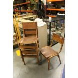 Set of Four Mid 20th century Retro Stacking School Classroom Chairs