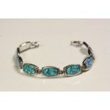 925 Hallmarked Silver Bracelet set with Synthetic Opals