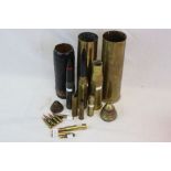 A Collection Of Inert Shells And Ammunition To Include A World War One 18 Pound Shell And World