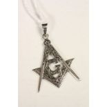 Silver Masonic pendant necklace