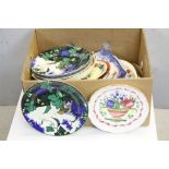 Quantity of cabinet plates etc to include Doulton, Quimper and blue and white