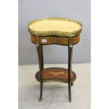 French Louis XV Style Kidney Shaped Walnut Side Table with Gilt Metal Pierced Gallery to the