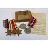 A Full Size British World War Two / WW2 Medal Group To Include The British War Medal, The Defence