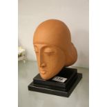 Patricia Volk one off Studio Pottery Terracotta Head with stand from 1996