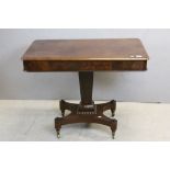 William IV Mahogany Side Table raised on a Square Tapering Column and Platform Base with Brass