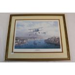 A Framed And Glazed Print Of Three Gloster Sea Gladiators Entitled Faith Hope Charity By Kenneth