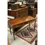 19th century Mahogany Desk / Side Table with Gallery Back, Two Drawers with Brass Ring Handles and