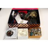 Box of mixed collectables including Dalvey pocket cup, Butler ladies pendant watch, boxed