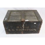 A Vintage World War One / WW1 Era Military Storage Trunk Named To Major G.S. Thompson.