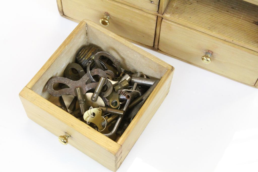 Vintage Stripped Pine tabletop set of 14 Drawers with contents to include two Georgian Hallmarked - Image 3 of 4