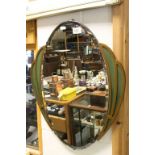 Bevel edge Art Deco oval wall mirror