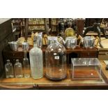 Vintage glass dome display and base, a glass display case of rectangular form, a large glass