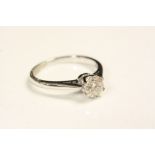 18CT White Gold single stone Diamond ring of 70 points approx.